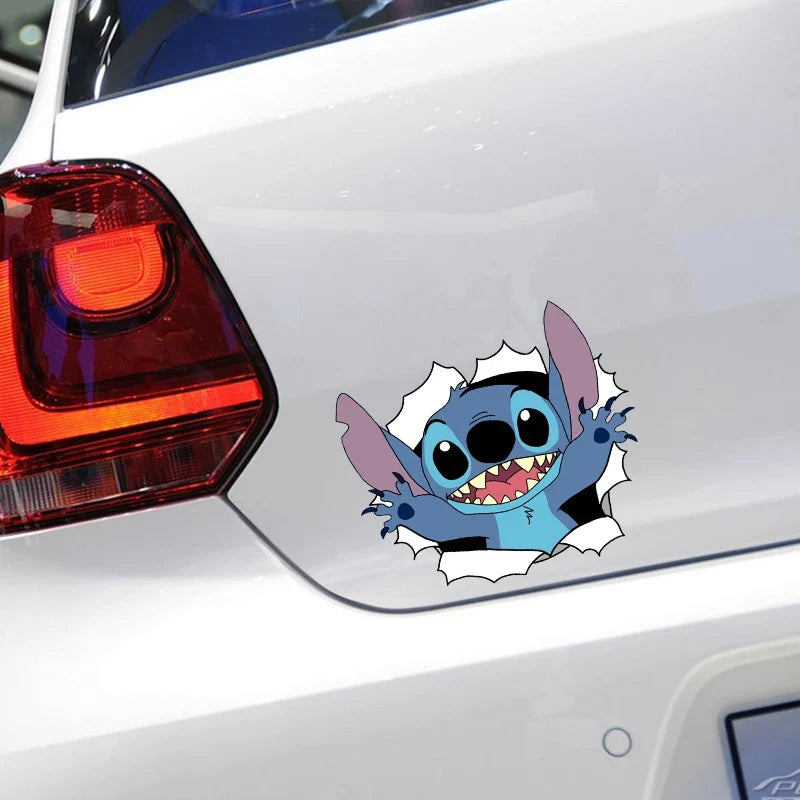 Stitch 3D broken window decal for personalized car exterior