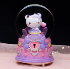 Kitty crystal ball music box  pink star moon home decor