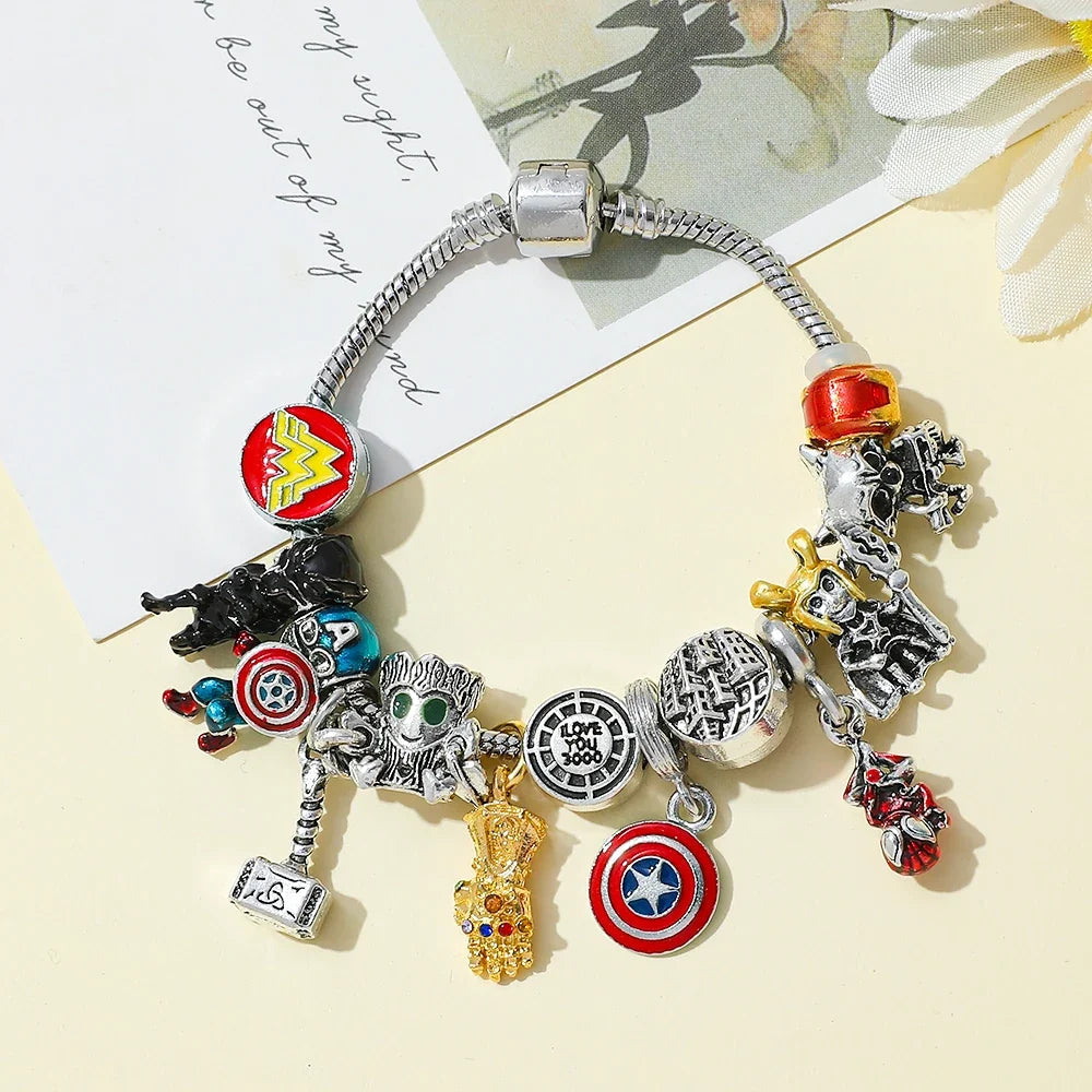 Spider Hero Inspired Charm Bracelet, Adjustable Bangle