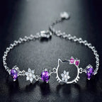 Adjustable Hello Kitty charm bracelet in silver plated finish