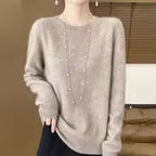Women's 100% Merino Wool O-Neck Pullover Sweater