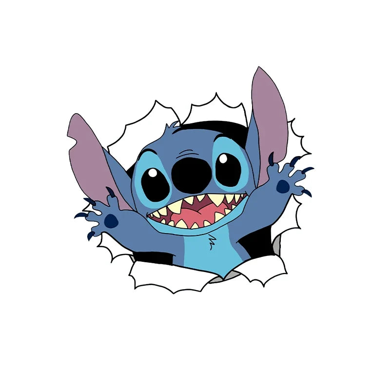 Blue Stitch car sticker with cute character inspired 3D design