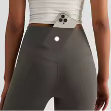 Women's Solid Color High-Waist Pocket Leggings