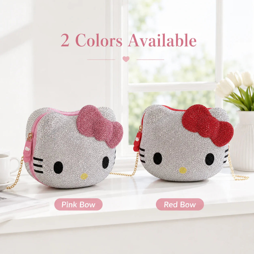 hello kitty rhinestone crossbody bag for women sanrio chain shoulder purse