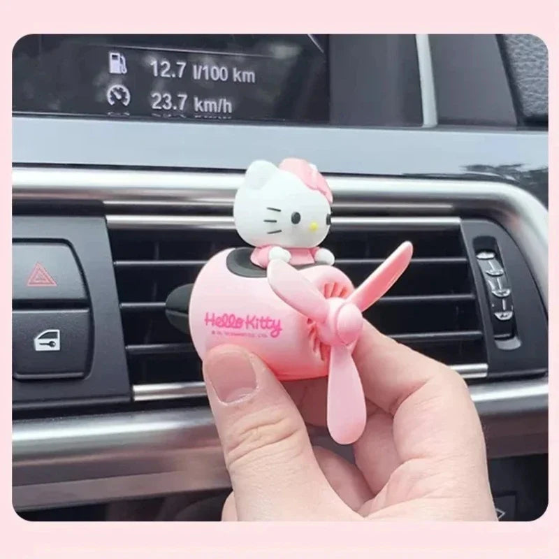 Hello Kitty car vent fan air freshener rotating dashboard decor product photo