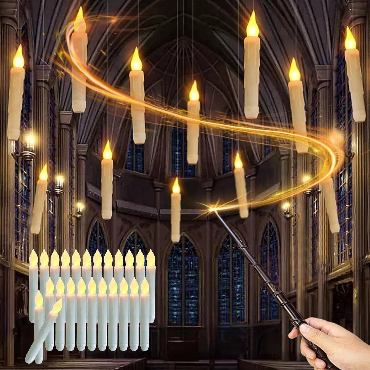 Floating LED Candles with Magic Wand Remote