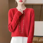 Women's 100% Merino Wool O-Neck Pullover Sweater