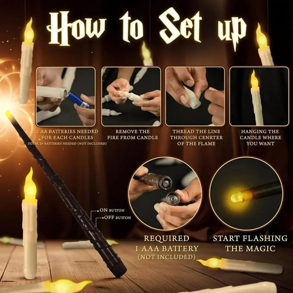 Floating LED Candles with Magic Wand Remote