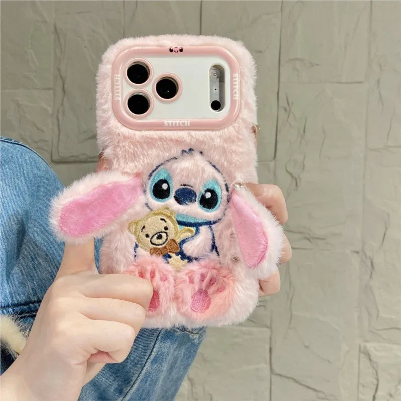 stitch plush iphone case I fluffy 3d protector cover