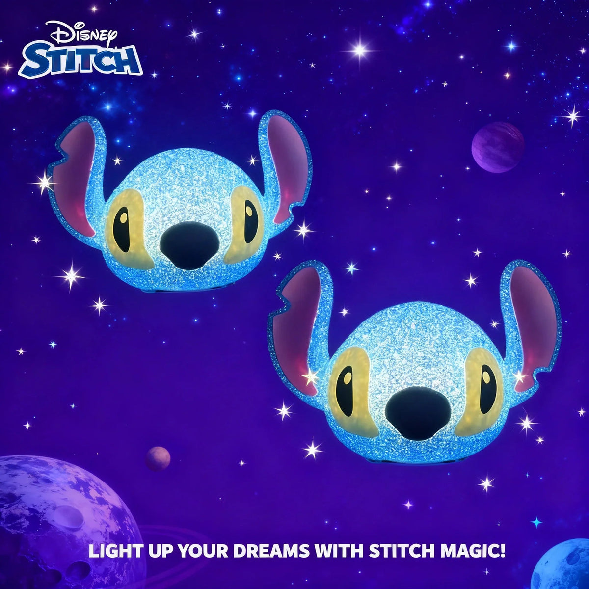 Stitch LED Night Light Lamp Cute Crystal Glow Bedside Lamp
