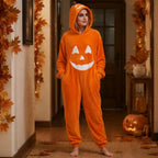 Plush Pumpkin Onesie Halloween Costume Jumpsuit
