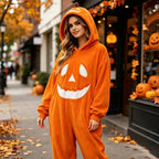 Plush Pumpkin Onesie Halloween Costume Jumpsuit