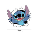 Cute Stitch car window decal with 3D broken glass effect