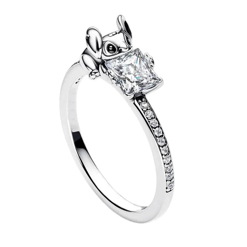 Stitch 925 sterling silver zircon ring available in US sizes 5 to 9