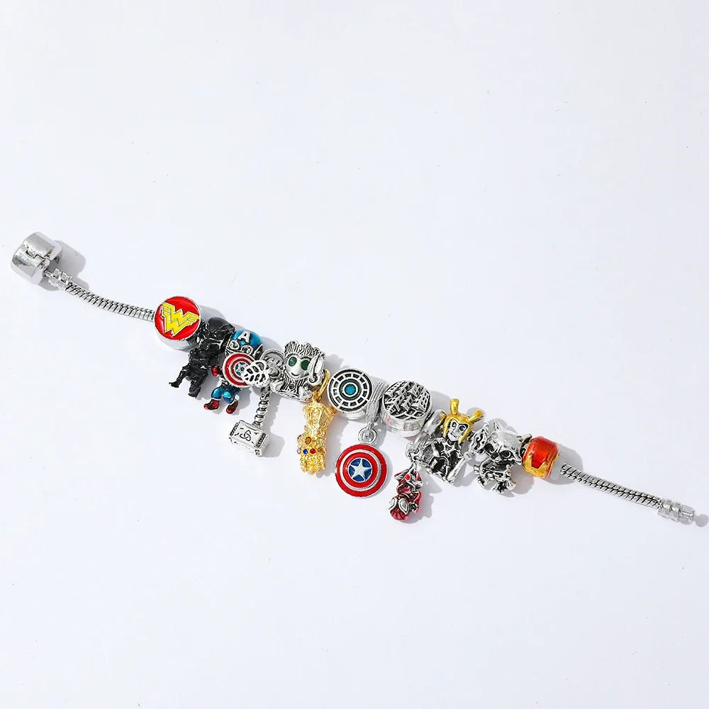 Spider Hero Inspired Charm Bracelet, Adjustable Bangle