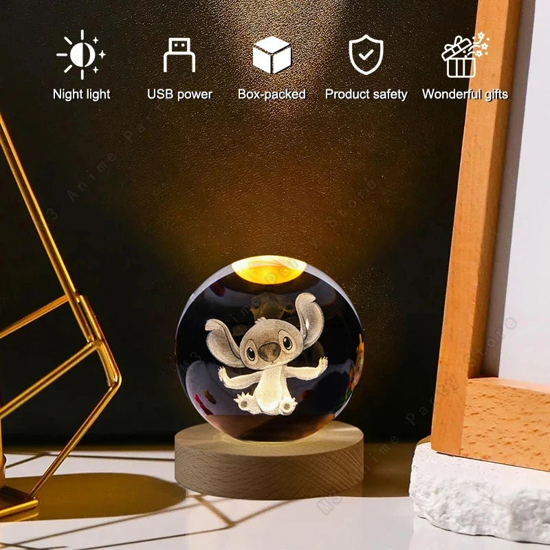 Stitch Crystal Ball Night Light Cute LED Decorative Lamp