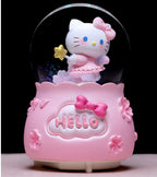 Kitty crystal ball music box  pink star moon home decor