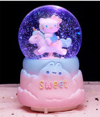 Kitty crystal ball music box  pink star moon home decor