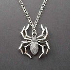 Silver Spider Web Pendant Necklace, Gothic Halloween Style
