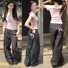 Women's Y2K Wide Fit Baggy Mom Jeans