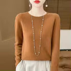 Women's 100% Merino Wool O-Neck Pullover Sweater