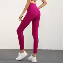 Women's Solid Color High-Waist Pocket Leggings