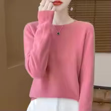 Women's 100% Merino Wool O-Neck Pullover Sweater