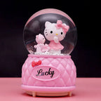 Kitty crystal ball music box  pink star moon home decor