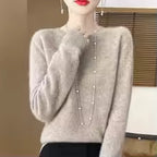 Women's 100% Merino Wool O-Neck Pullover Sweater