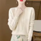 Women's 100% Merino Wool O-Neck Pullover Sweater