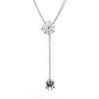 Silver Spider Web Pendant Necklace, Gothic Halloween Style
