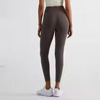 Women's Solid Color High-Waist Pocket Leggings