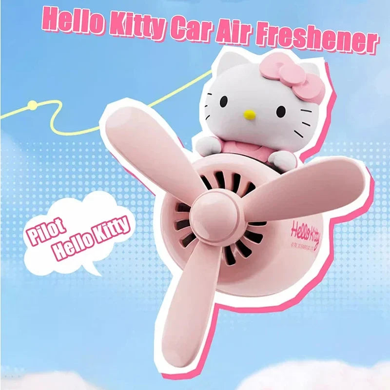 Hello Kitty car vent fan air freshener rotating dashboard decor product photo