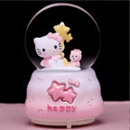 Kitty crystal ball music box  pink star moon home decor