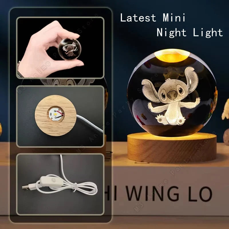 Stitch Crystal Ball Night Light Cute LED Decorative Lamp