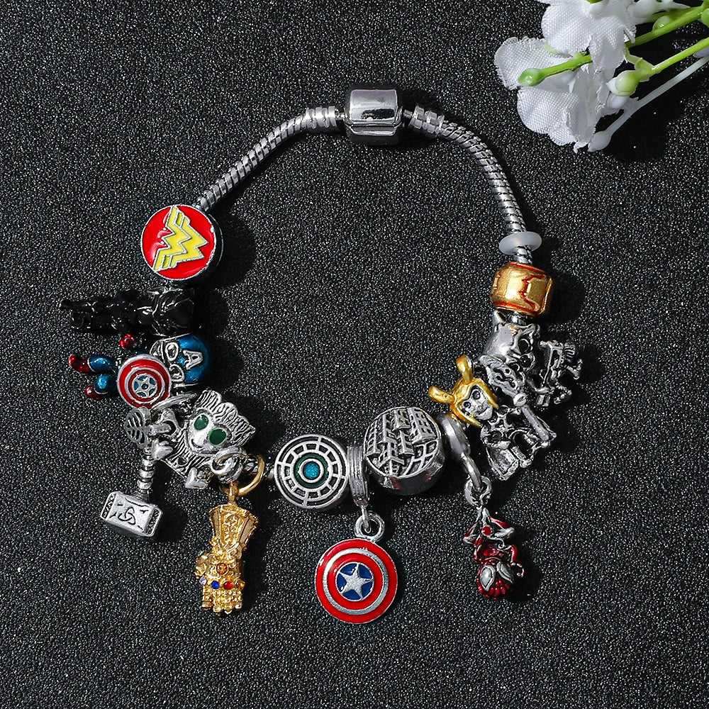 Spider Hero Inspired Charm Bracelet, Adjustable Bangle