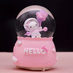 Kitty crystal ball music box  pink star moon home decor