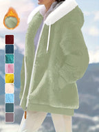 Women's Plus Size Plush Fleece Zip-Up Hooded Jacket