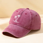 Women's Coconut Tree Print Distressed Baseball Cap
