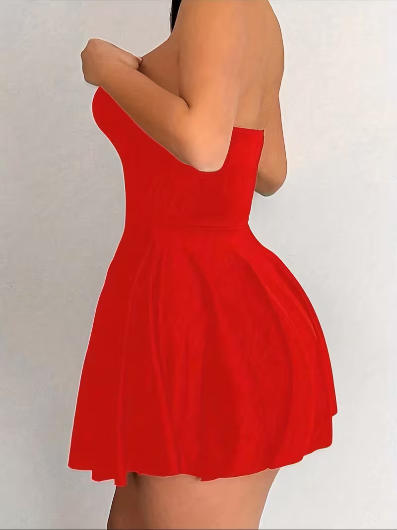 Women's Red Tube Top Holiday Dress