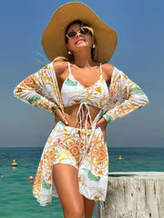 Women's Bikini Three-Piece Swimsuit Set