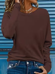 Women's Crew Neck Long Sleeve T-Shirt for Spring & Fall