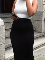 Women's Solid Color Fitted Half-Skirt