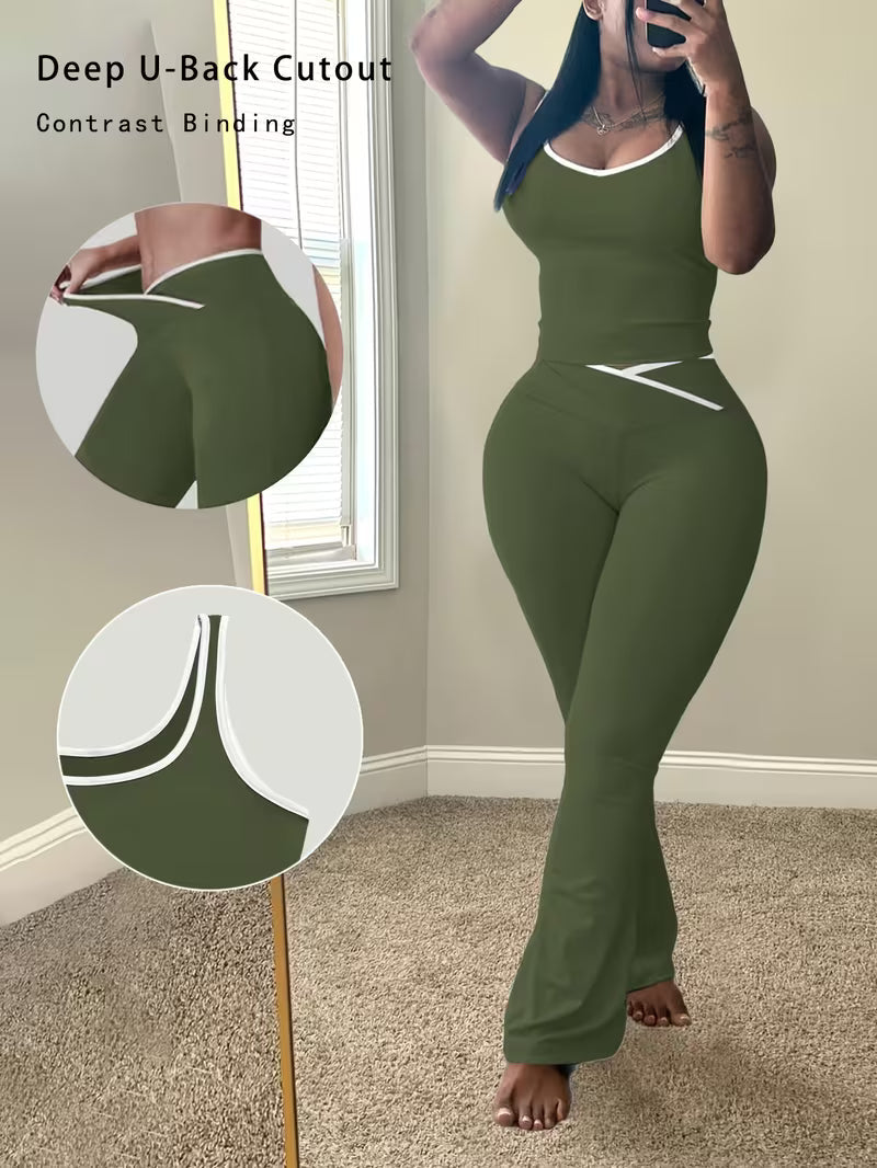 Women's Solid Color Tank Top Set