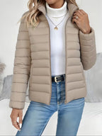 Women's Slim-Fit Stand Collar Padded Cropped Jacket