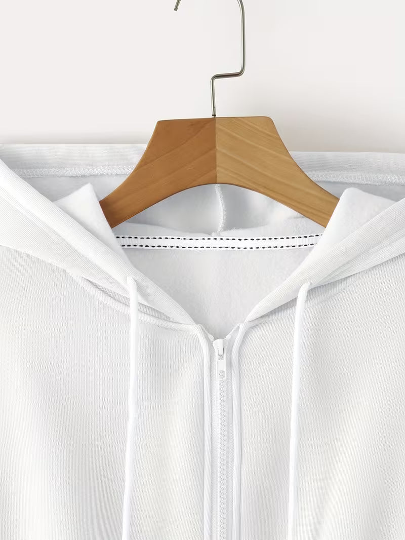 Women's Solid Color Hooded Zip-Up Sweatshirt