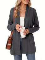 Women's Light Blue Open-Front Cardigan with Pockets