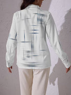 Women's Long-Sleeve Shirt with Abstract Line Print