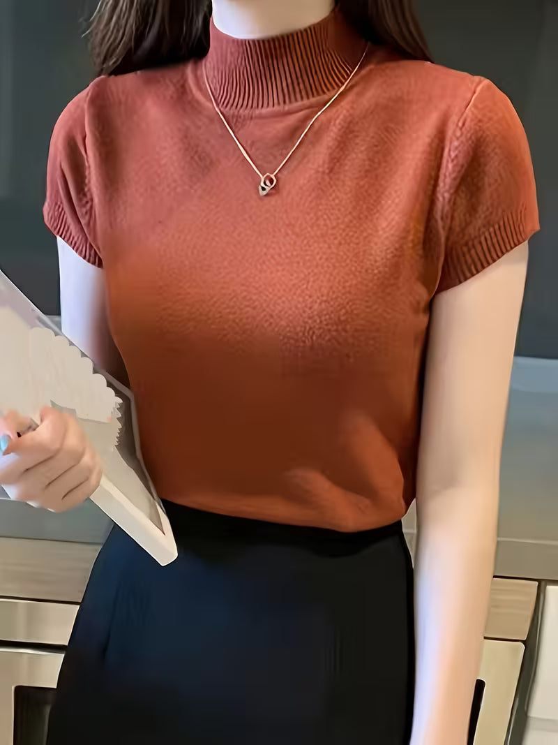 Women's Ice Fiber Half-Collar Short Sleeve Pullover