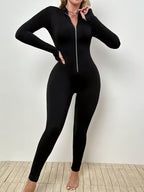 Women's Zip-Up Slim Long Sleeve Workout Jumpsuit